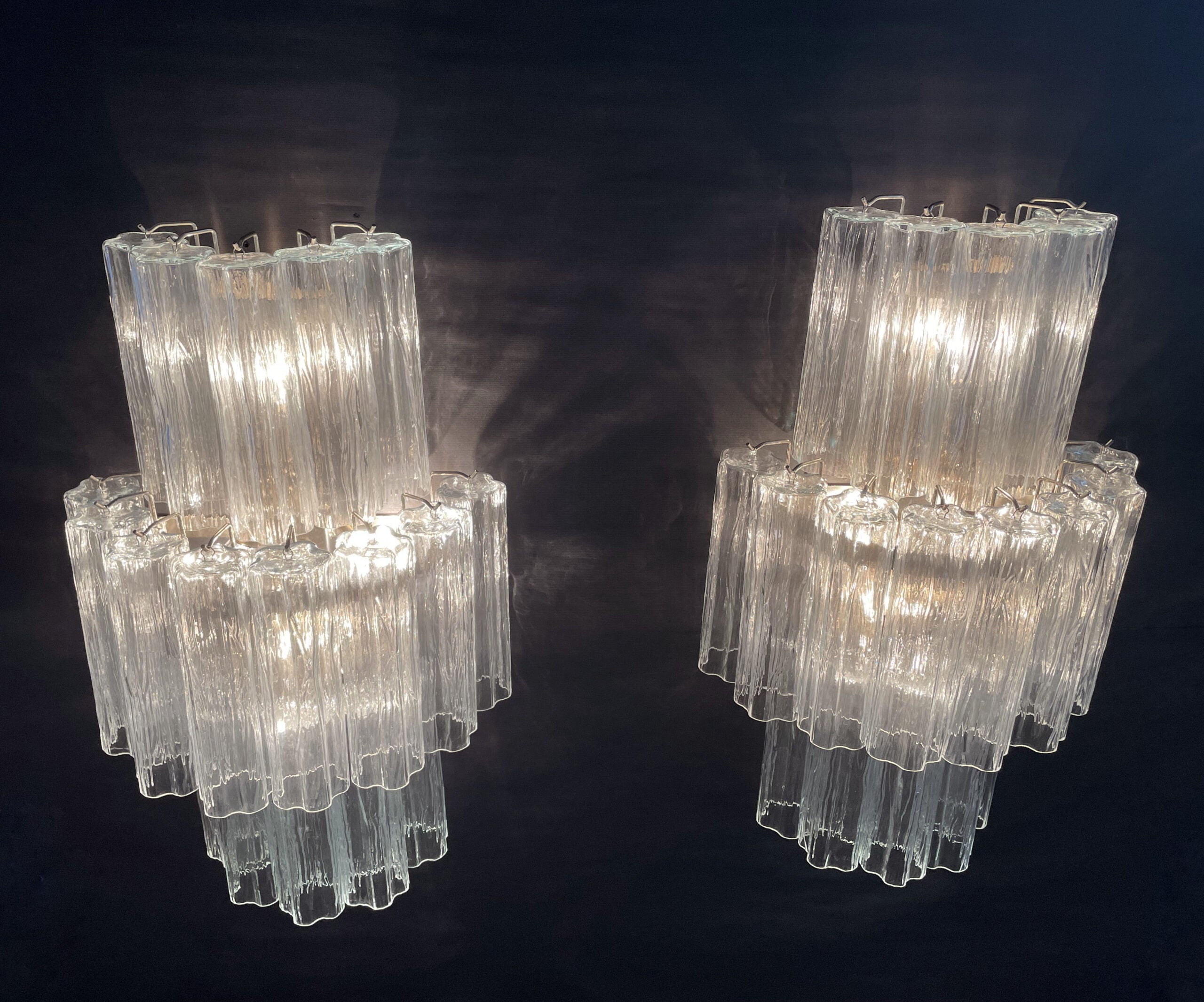 Murano Vegglampe | 18 Klare Prismeglass | 1 par