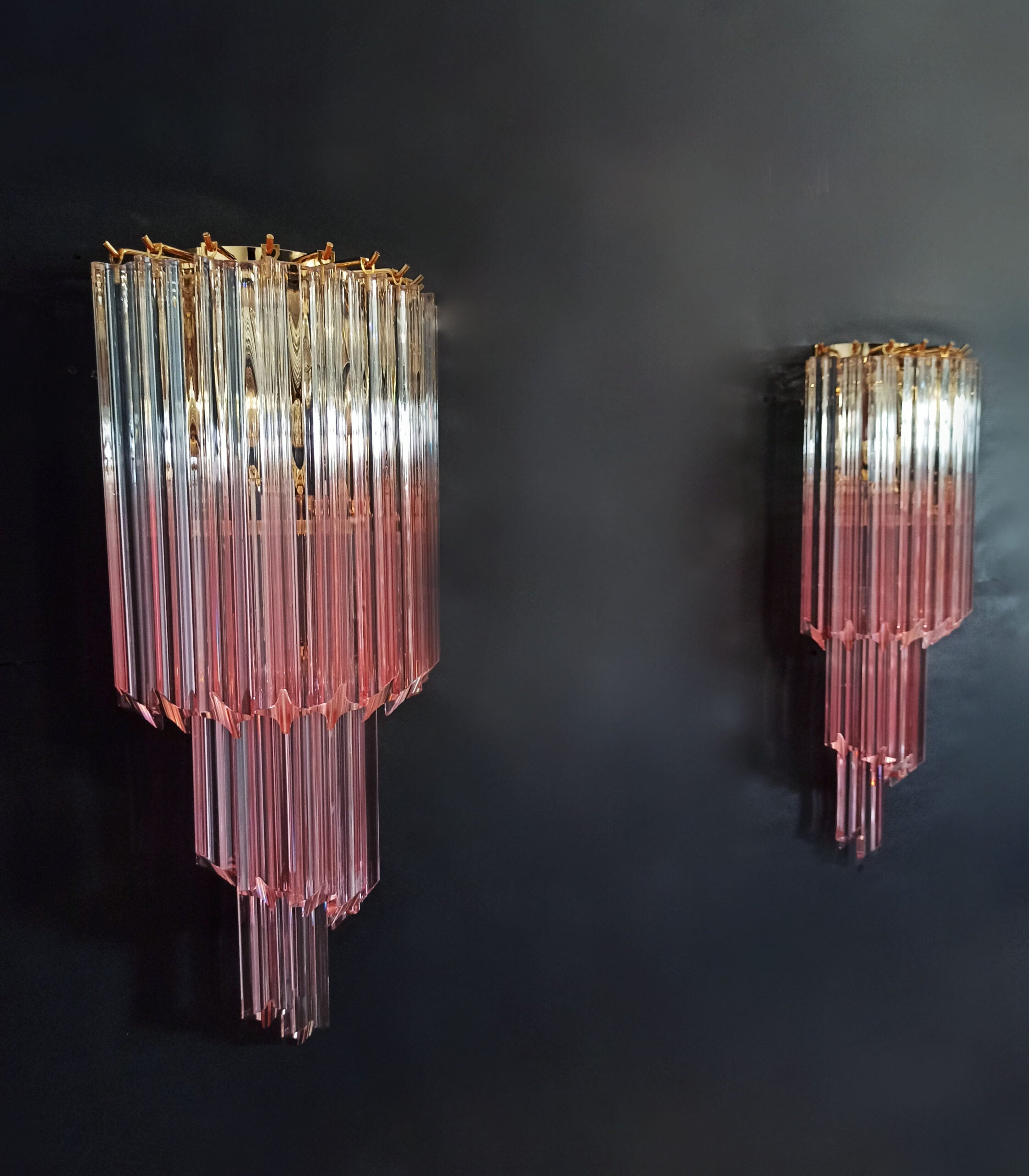 Murano Vegglampe – 32 Klare Rosa Prismeglass – 2 stk – Murano Classics