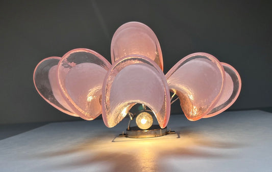 Murano Vegglampe | Rosa Lattimo Konglebladglass | 1 par