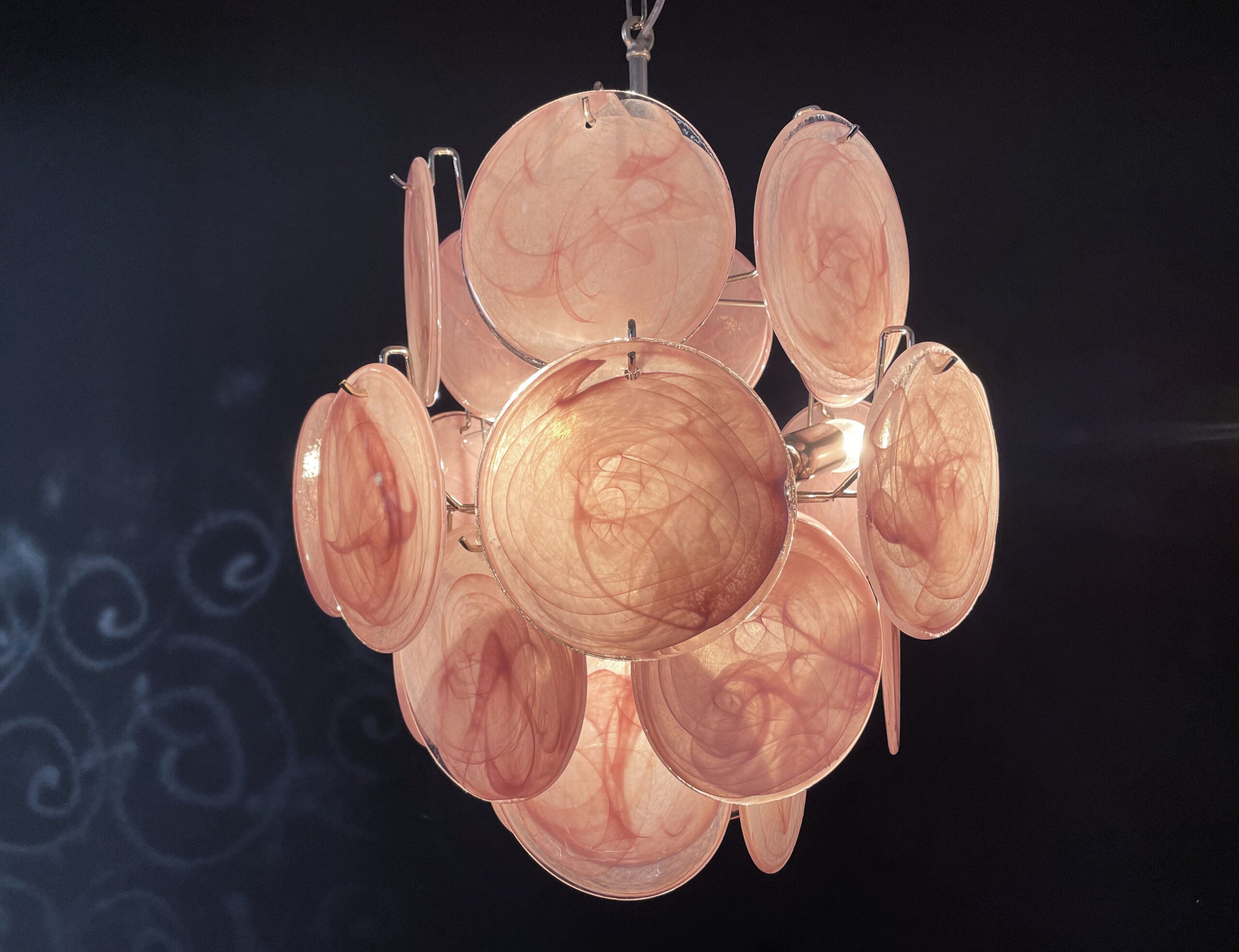 Murano Lysekrone | 24 Rosa Glassdisker