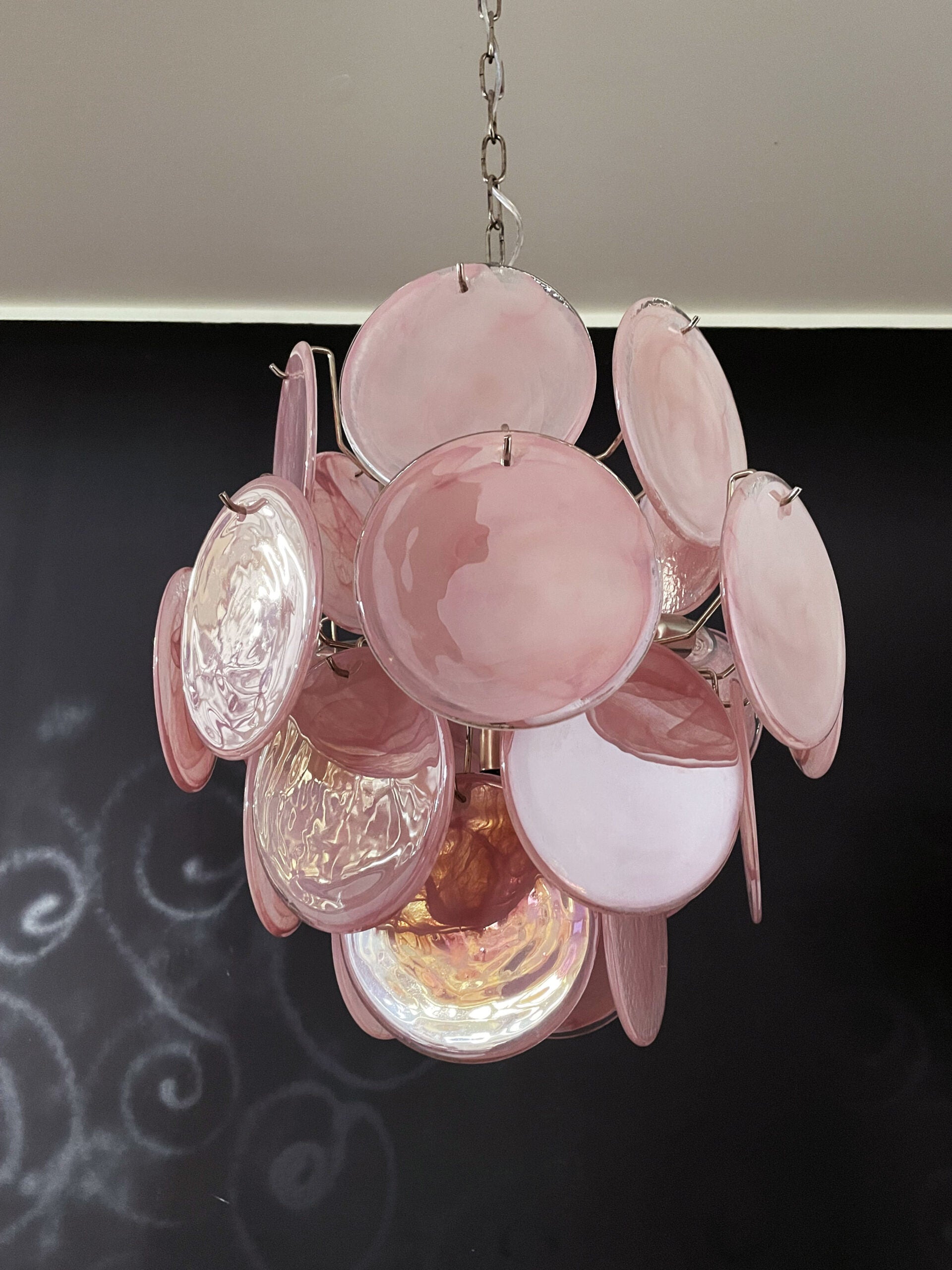 Murano Lysekrone – 24 Rosa Glassdisker – Murano Classics