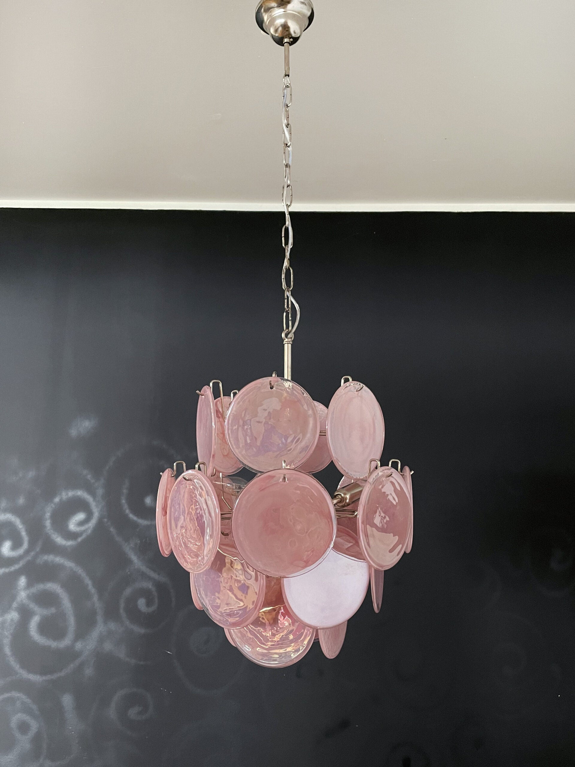 Murano Lysekrone – 24 Rosa Glassdisker – detalj 7 – Murano Classics