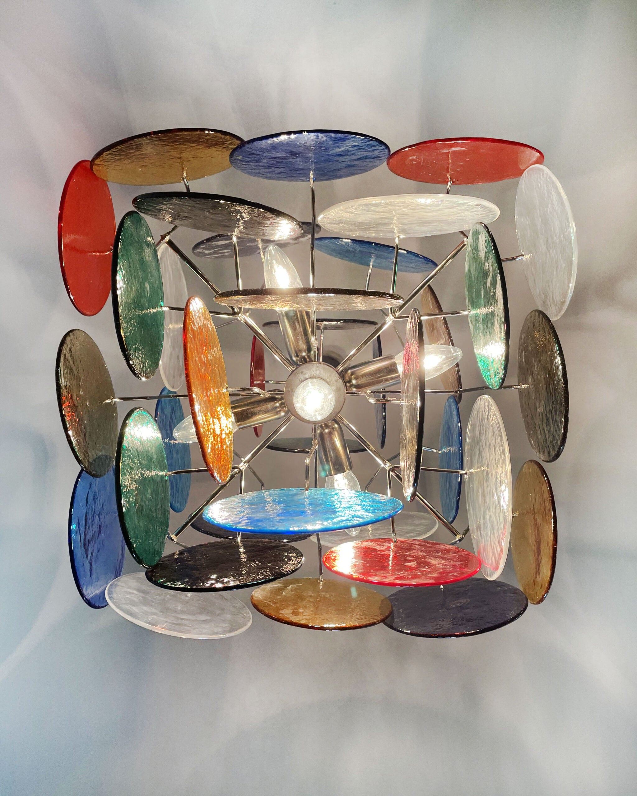 Murano Lysekrone – 36 Multifargede Glassdisker – detalj 7 – Murano Classics