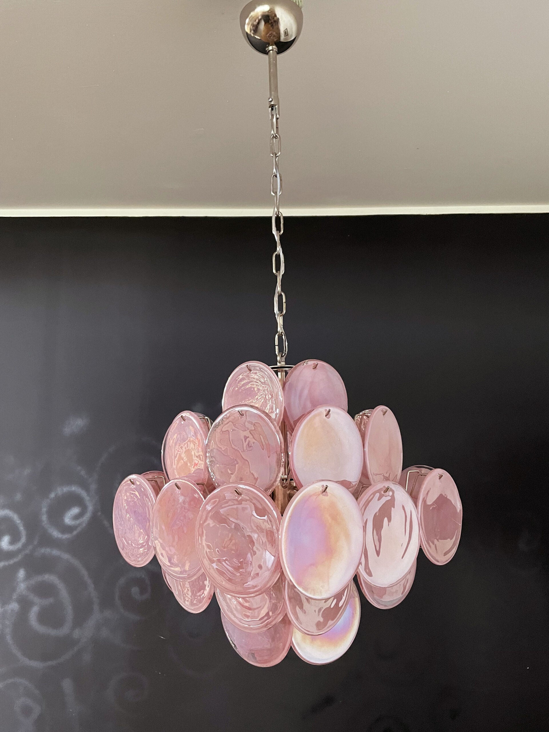 Murano Lysekrone – 36 Rosa Glassdisker – Murano Classics