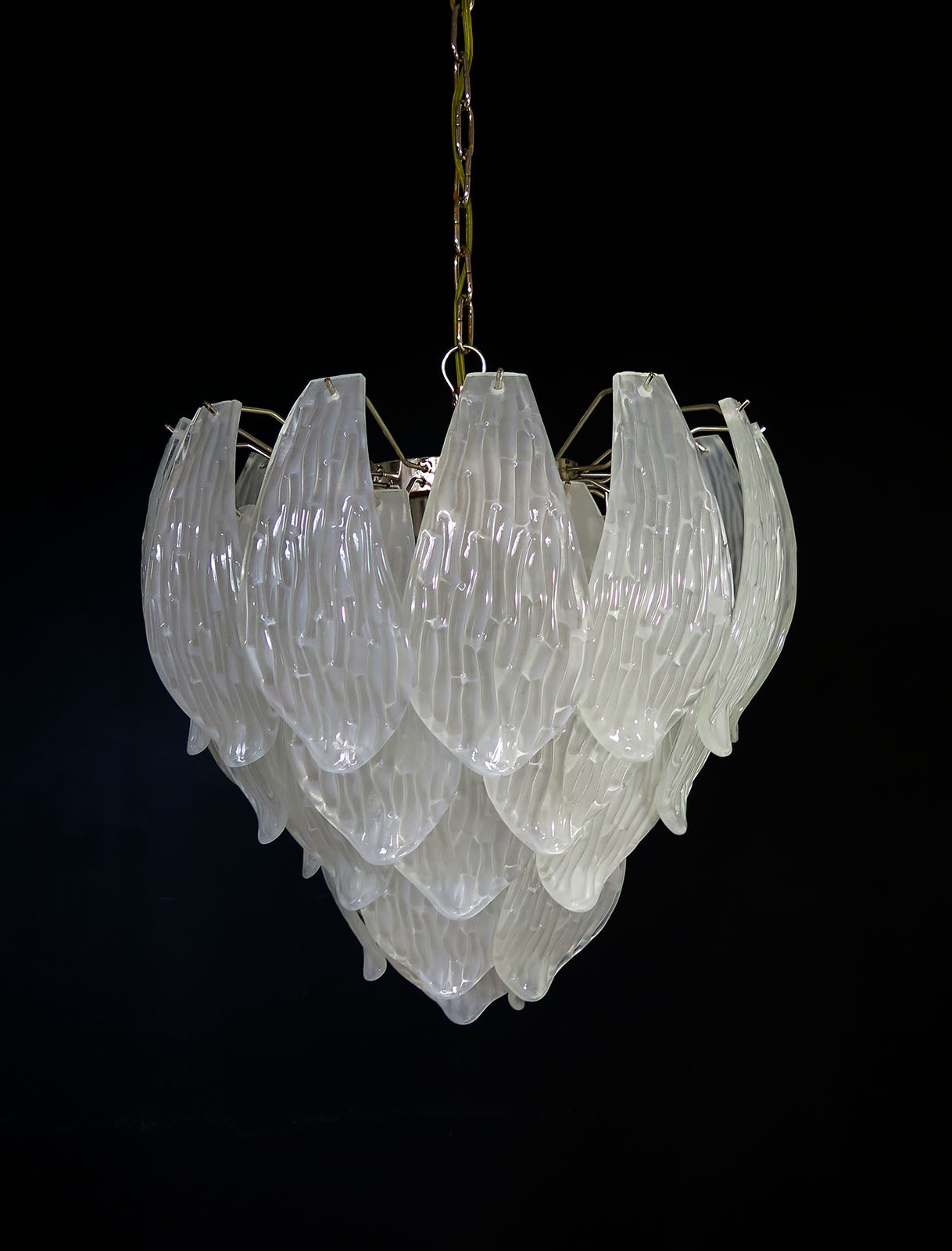 Murano Lysekrone – 41 Klare Konglebladglass – detalj 4 – Murano Classics