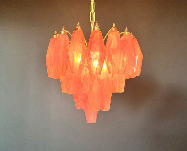Murano Lysekrone – 32 Rosa Alabaster Poliedriglass – detalj 7 – Murano Classics