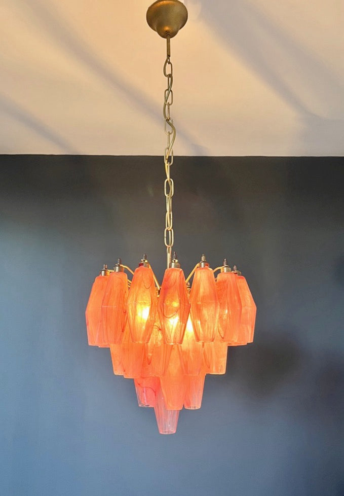 Murano Lysekrone | Rosa Alabaster Gull Poliedriglass