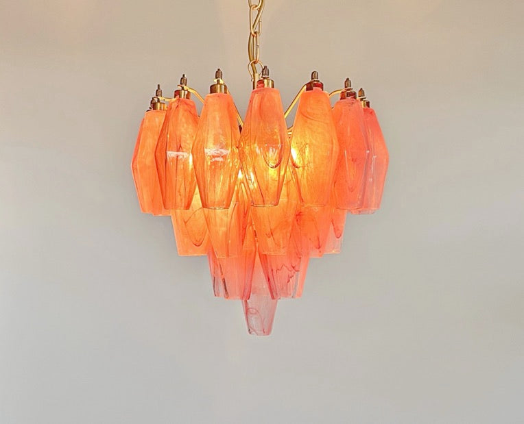 Murano Lysekrone – 32 Rosa Alabaster Poliedriglass – detalj 3 – Murano Classics