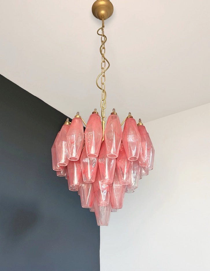 Murano Lysekrone | Rosa Alabaster Gull Poliedriglass