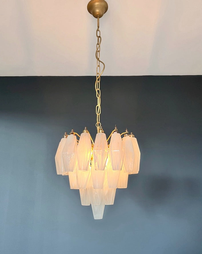 Murano Lysekrone – 32 Hvite Alabaster Poliedriglass – detalj 6 – Murano Classics