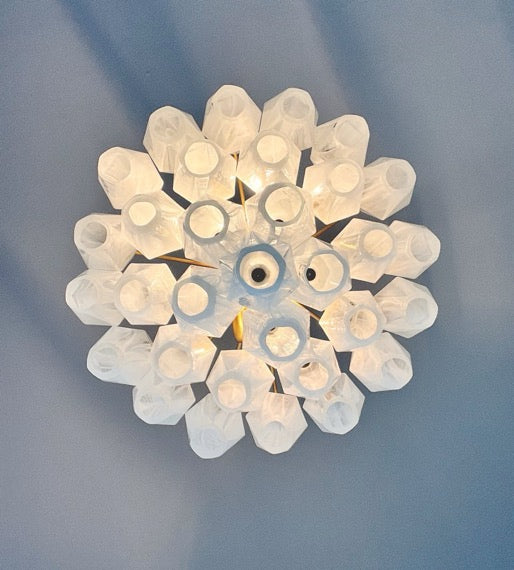 Murano Lysekrone – 32 Hvite Alabaster Poliedriglass – detalj 1 – Murano Classics