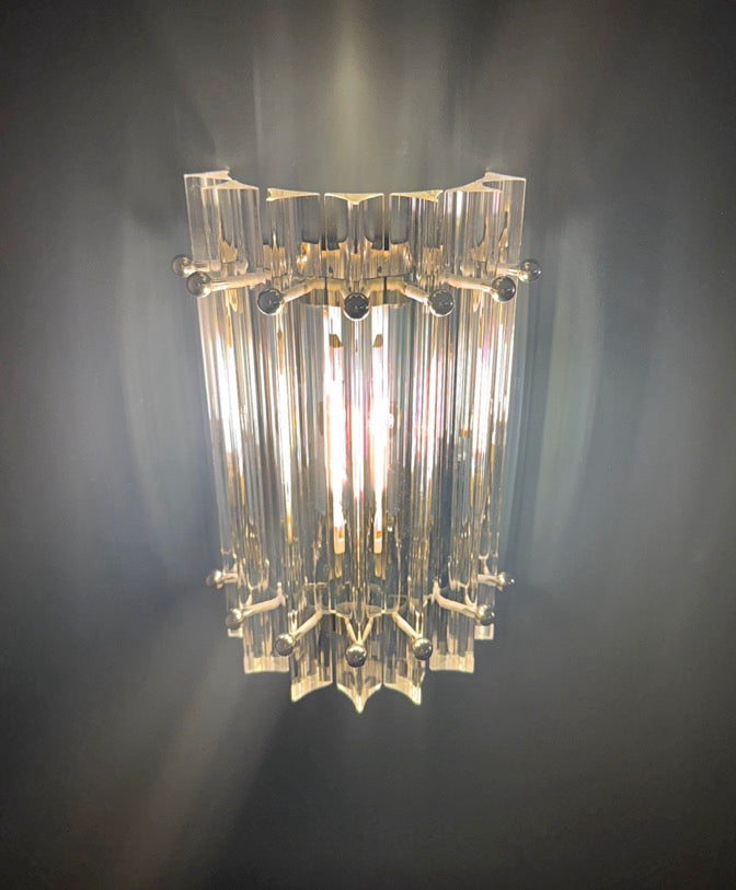 Murano Vegglampe – 7 Klare Prismeglass – 2 stk – detalj 4 – Murano Classics