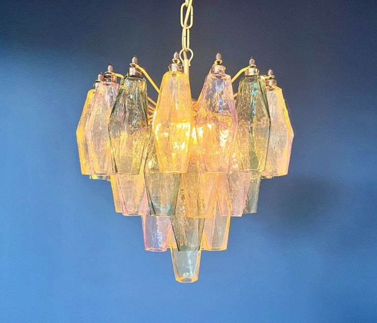 Murano Lysekrone – 32 Multifarget Poliedriglass – detalj 8 – Murano Classics