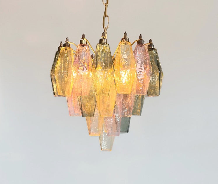 Murano Lysekrone – 32 Multifarget Poliedriglass – detalj 5 – Murano Classics