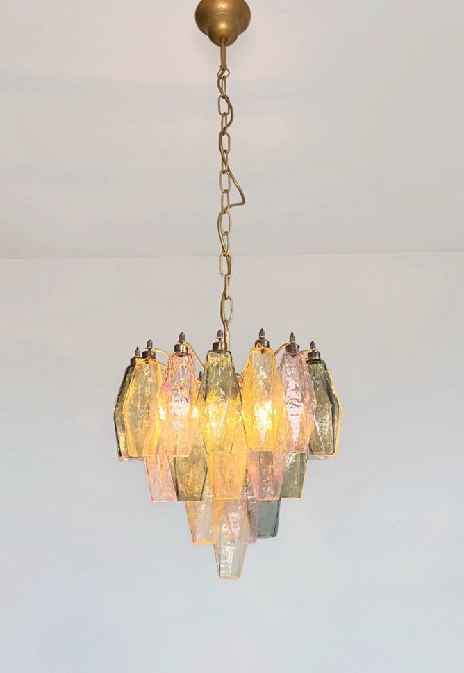 Murano Lysekrone – 32 Multifarget Poliedriglass – detalj 4 – Murano Classics