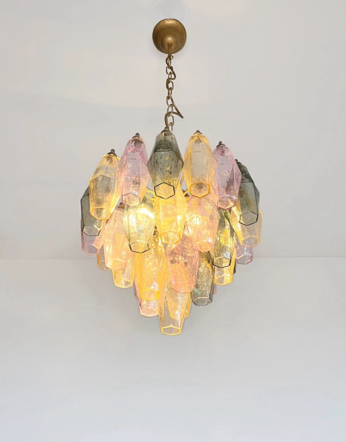 Murano Lysekrone – 32 Multifarget Poliedriglass – detalj 3 – Murano Classics
