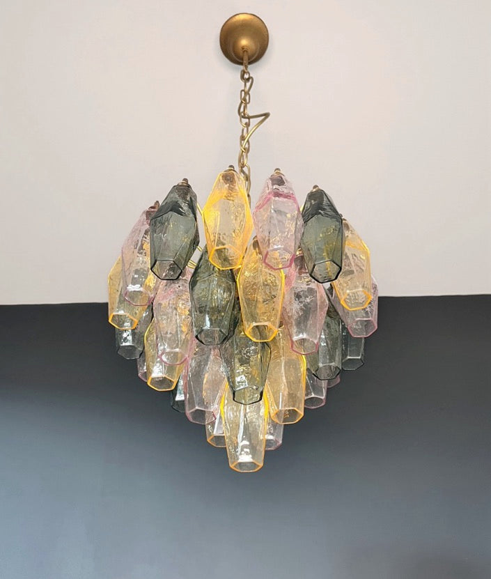 Murano Lysekrone – 32 Multifarget Poliedriglass – detalj 11 – Murano Classics