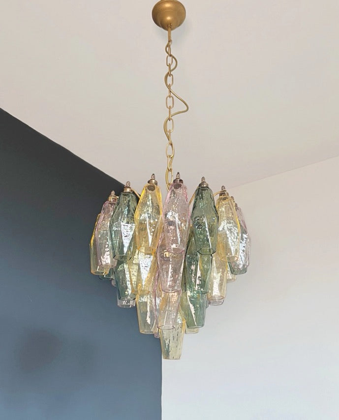Murano Lysekrone – 32 Multifarget Poliedriglass – detalj 10 – Murano Classics