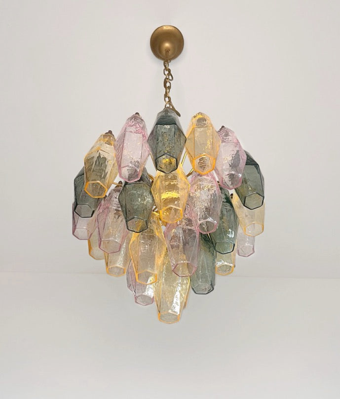 Murano Lysekrone – 32 Multifarget Poliedriglass – detalj 9 – Murano Classics