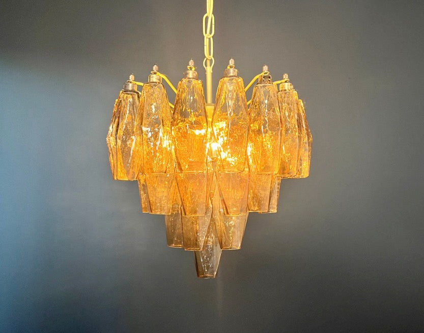 Murano Lysekrone – 32 Røykfargede Poliedriglass – detalj 9 – Murano Classics