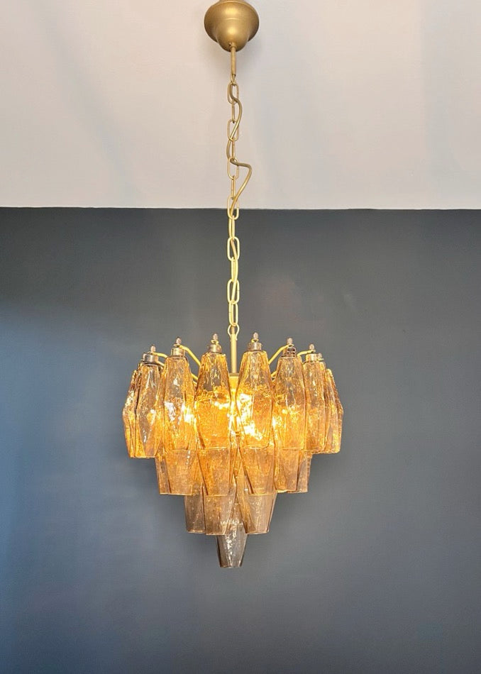 Murano Lysekrone – 32 Røykfargede Poliedriglass – detalj 8 – Murano Classics