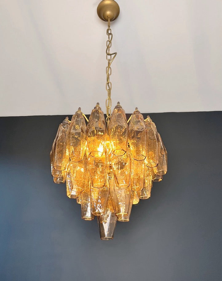 Murano Lysekrone | Røykfargede Gull Poliedriglass