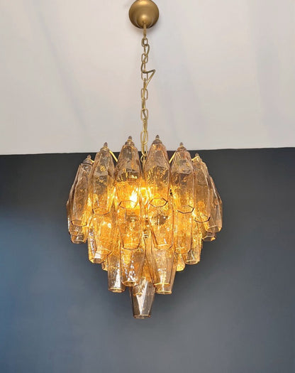 Murano Lysekrone | Røykfargede Gull Poliedriglass