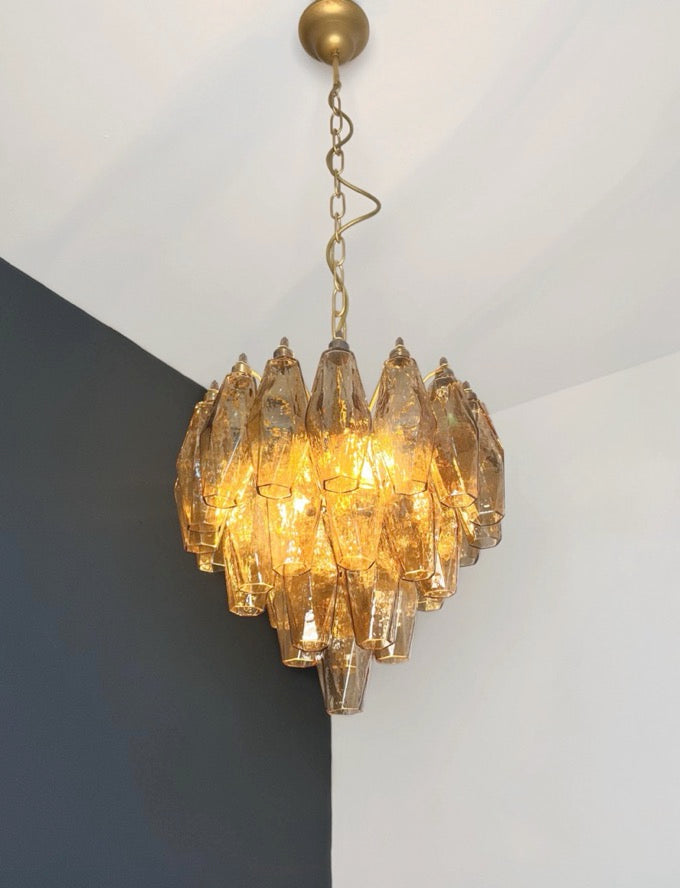 Murano Lysekrone – 32 Røykfargede Poliedriglass – detalj 6 – Murano Classics
