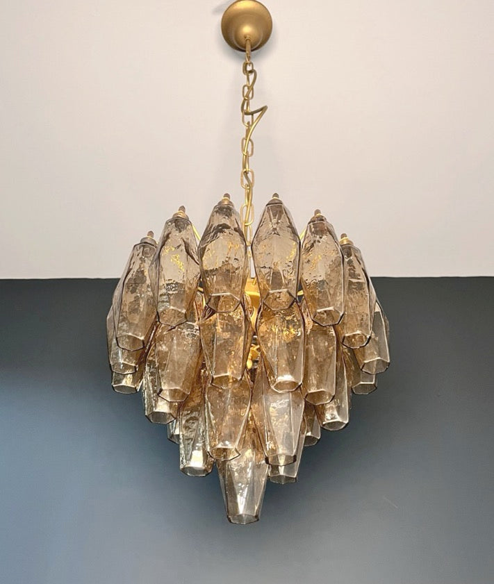 Murano Lysekrone | Røykfargede Gull Poliedriglass