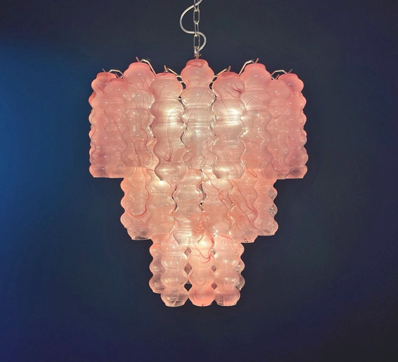 Murano Lysekrone | 48 Rosa Alabaster Rørglass