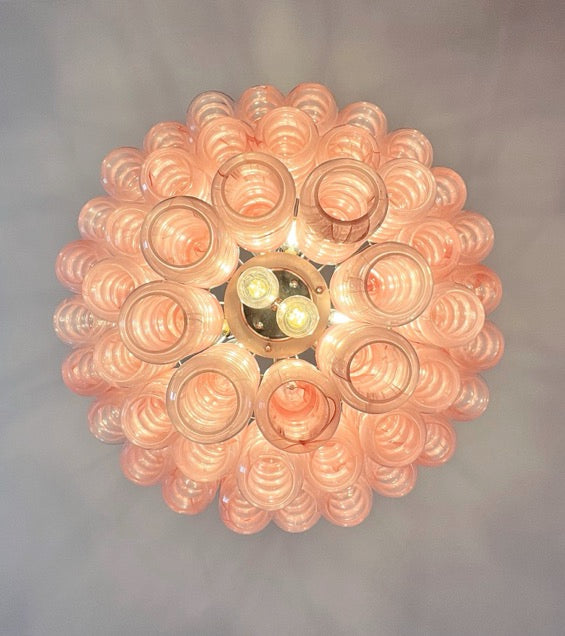 Murano Lysekrone – 48 Rosa Alabaster Glassrør – detalj 1 – Murano Classics