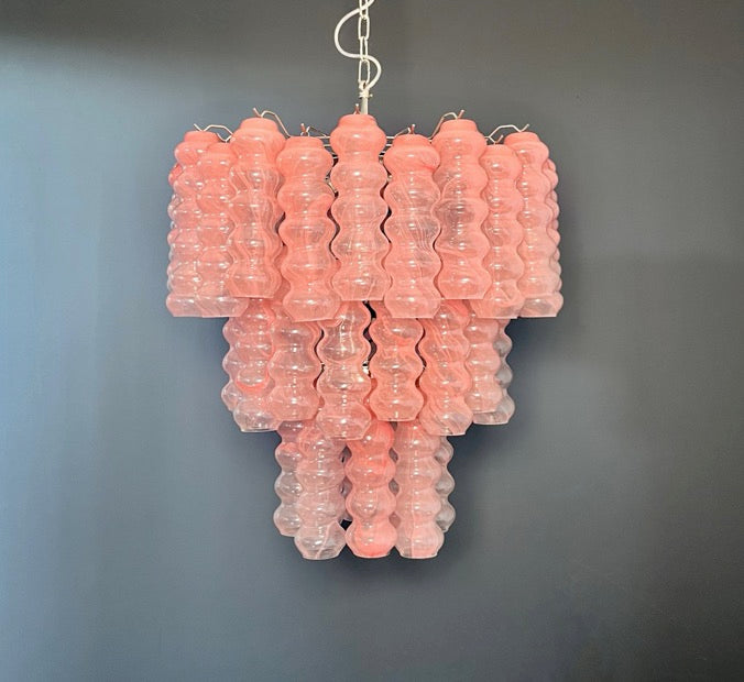 Murano Lysekrone | 48 Rosa Alabaster Rørglass