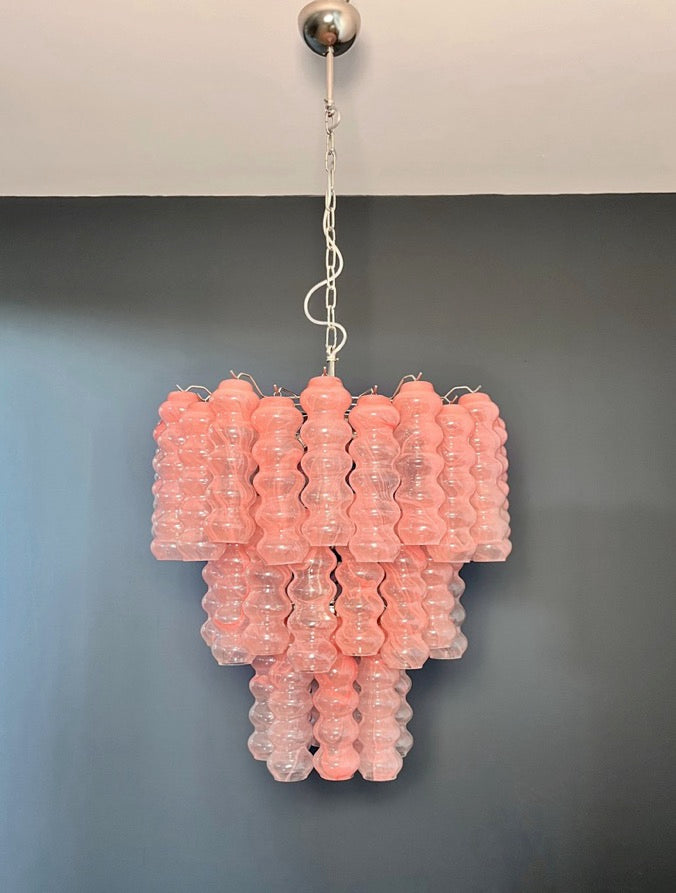 Murano Lysekrone | 48 Rosa Alabaster Rørglass