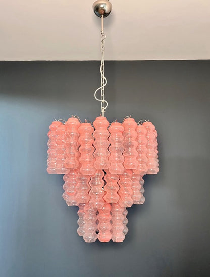 Murano Lysekrone | 48 Rosa Alabaster Rørglass