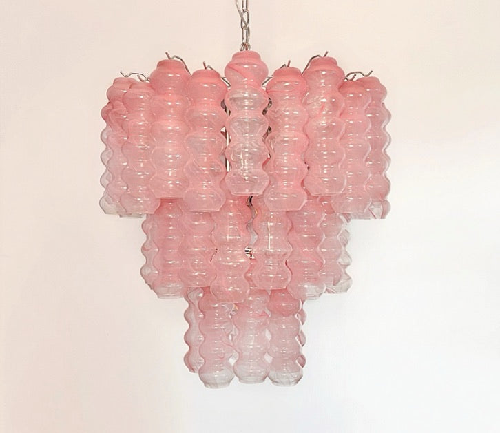 Murano Lysekrone | 48 Rosa Alabaster Rørglass