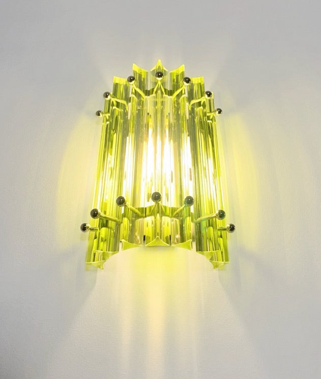 Murano Vegglampe – 7 Grønne Prismeglass – 2 stk – detalj 4 – Murano Classics