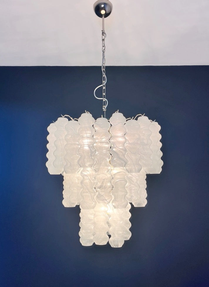 Murano Lysekrone | 48 Hvite Alabaster Rørglass