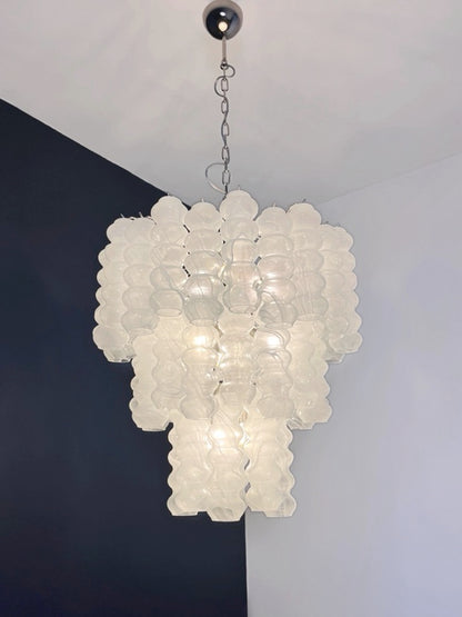 Murano Lysekrone | 48 Hvite Alabaster Rørglass