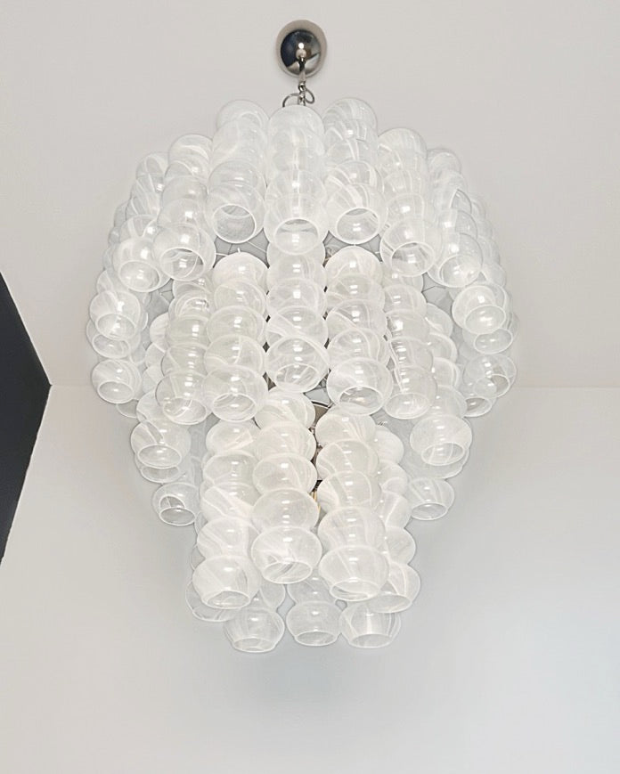 Murano Lysekrone – 48 Hvite Alabaster Glassrør – detalj 8 – Murano Classics