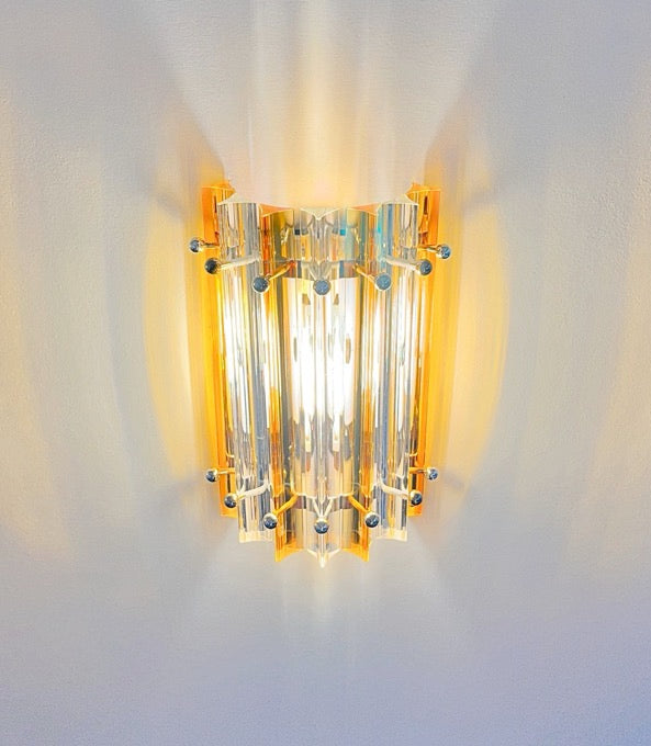 Murano Vegglampe – 7 Klare Gule Prismeglass – 2 stk – detalj 4 – Murano Classics