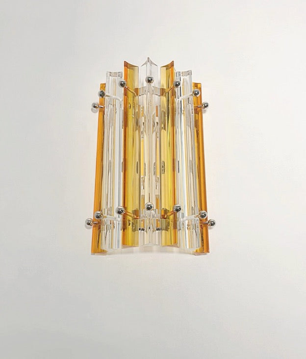 Murano Vegglampe – 7 Klare Gule Prismeglass – 2 stk – detalj 9 – Murano Classics