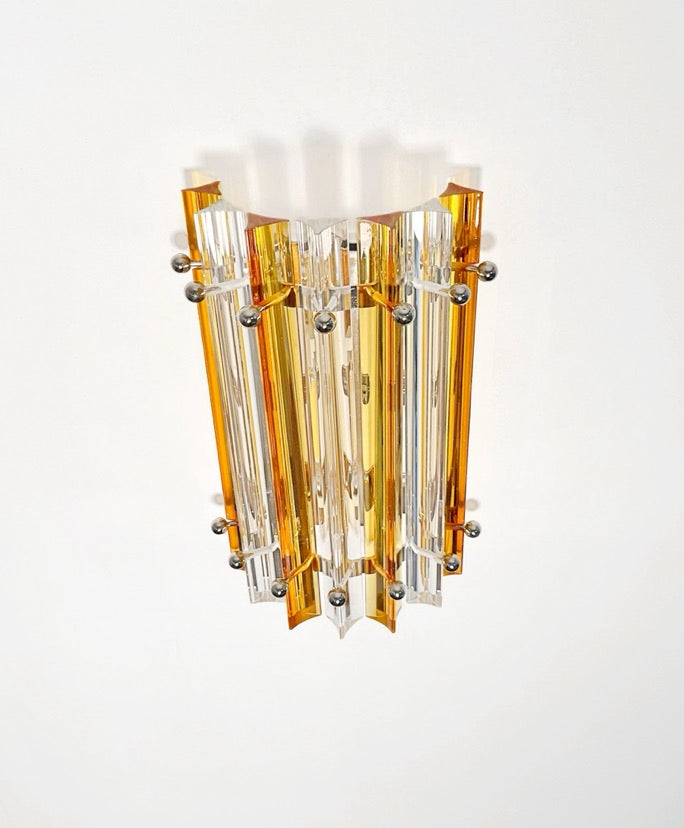 Murano Vegglampe – 7 Klare Gule Prismeglass – 2 stk – detalj 7 – Murano Classics