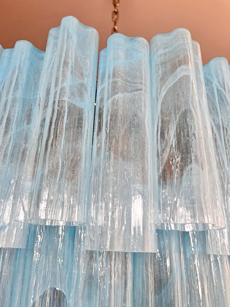 Murano Lysekrone – 80 Blå Alabaster Glassrør – detalj 3 – Murano Classics