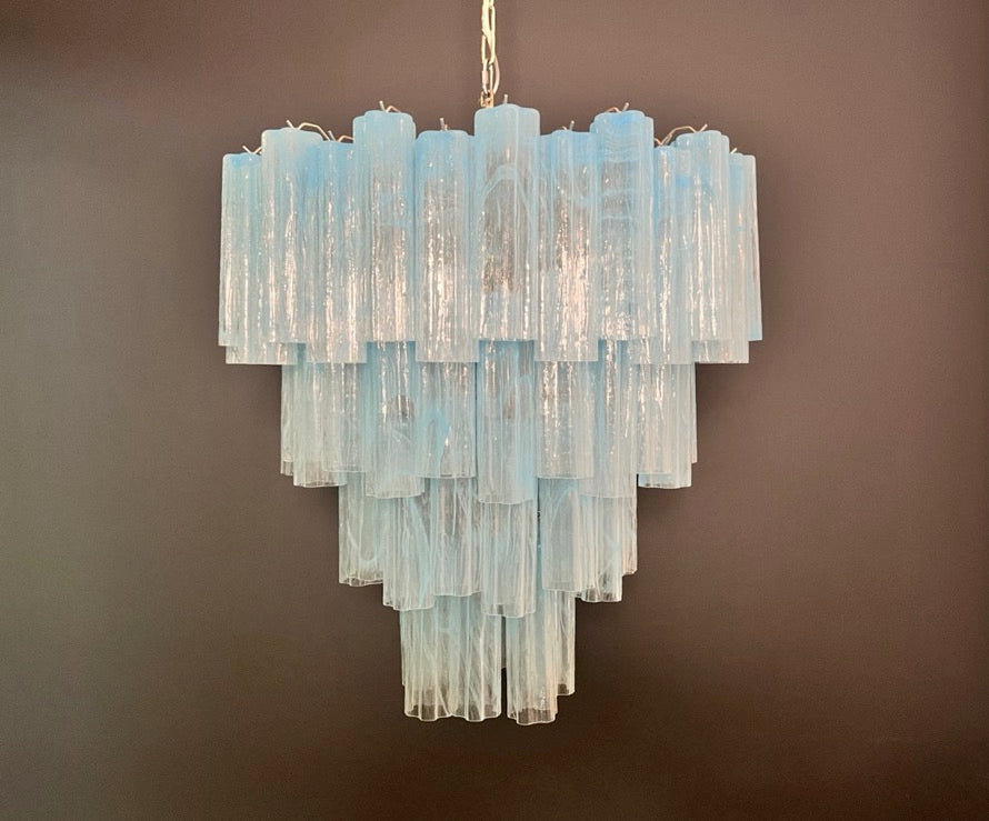 Murano Lysekrone | 80 Blå Alabaster Rørglass