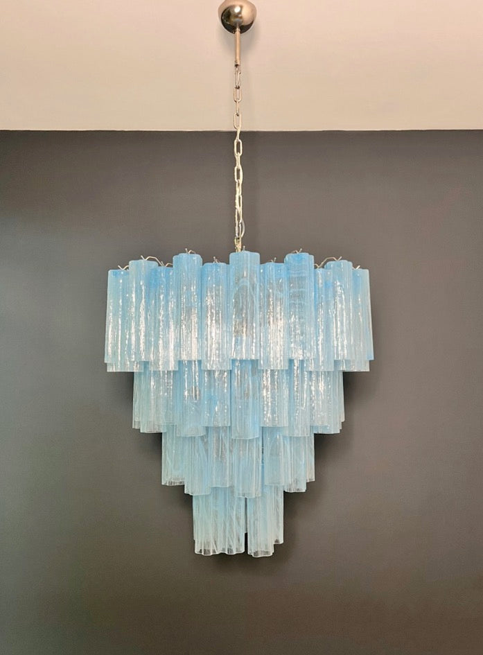 Murano Lysekrone | 80 Blå Alabaster Rørglass