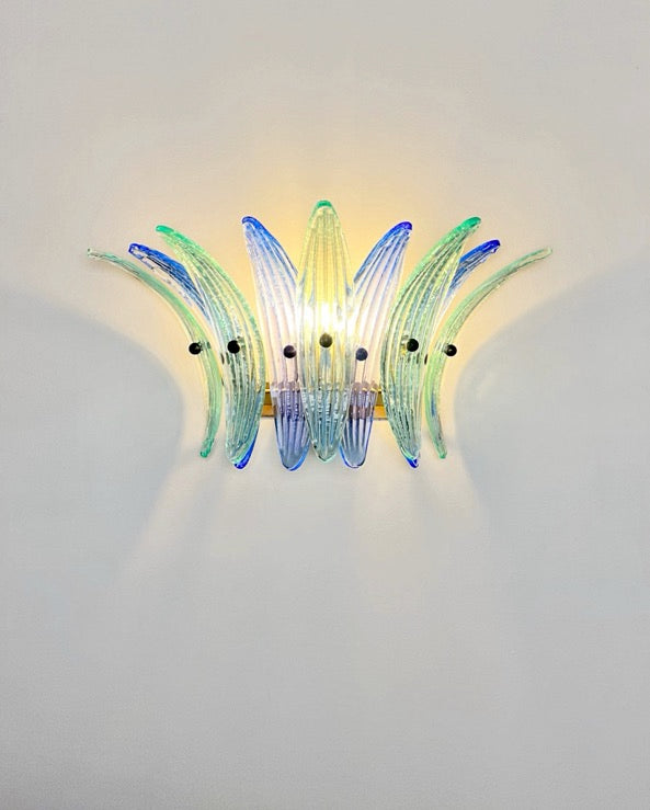 Murano Vegglampe – 9 Blå Turkise Palmeglass – 2 stk – detalj 5 – Murano Classics