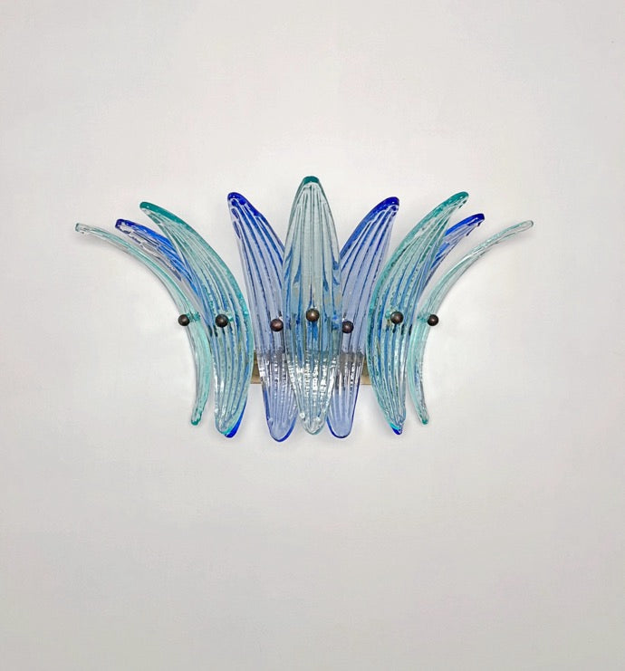 Murano Vegglampe – 9 Blå Turkise Palmeglass – 2 stk – detalj 10 – Murano Classics