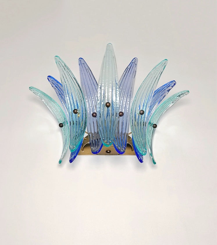 Murano Vegglampe – 9 Blå Turkise Palmeglass – 2 stk – detalj 8 – Murano Classics