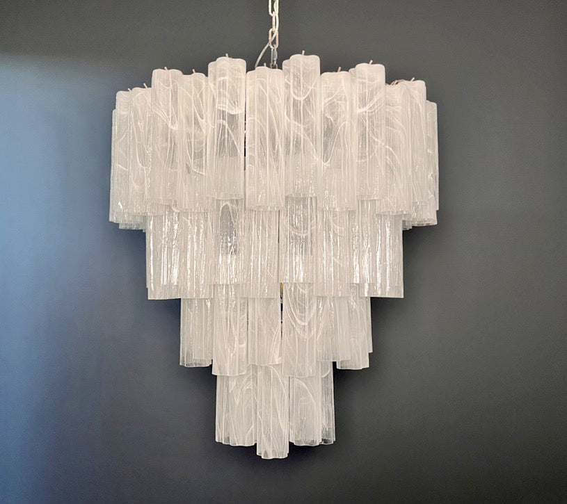 Murano Lysekrone – 80 Hvite Alabaster Glassrør – detalj 8 – Murano Classics