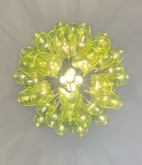 Murano Lysekrone – 41 Grønne Konglebladglass – detalj 1 – Murano Classics